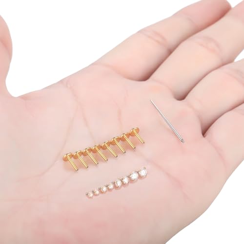 Xpircn Flat Back Stud Earrings 14K Gold Plated Internally Threaded CZ Stud Piercing Jewelry for Tragus Helix Cartilage Conch Nose Hypoallergenic Lip Labret Medusa Piercing 16G 18G - color: 18 Gauge, Gold, size: 6mm Bar