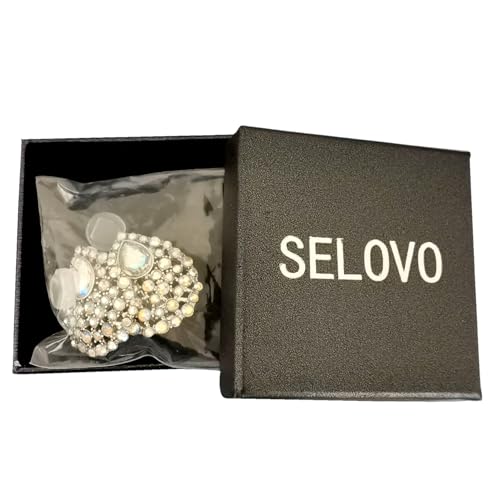 SELOVO Rhinestone Teardrop Big Stud Earrings Clip On Earrings - color: clear AB