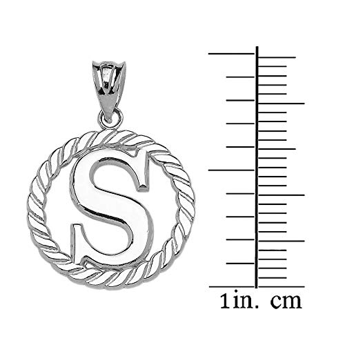 Claddagh Gold Fine 925 Sterling Silver Personalized Initial A-Z Roped Circle Charm Pendant - style: S