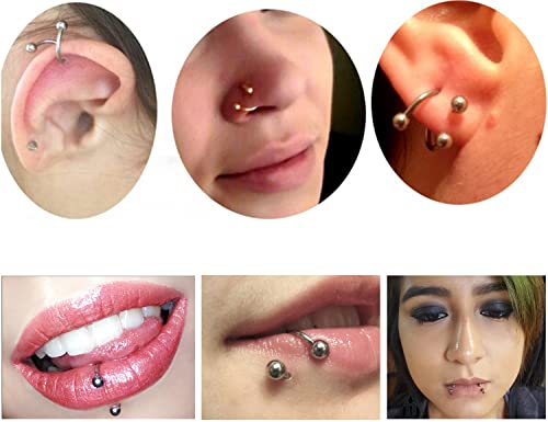 16G Spiral Lip Rings Hoops 316L Surgical Steel Cartilage Helix Tragus Earring Lip Eyebrow Labret Septum Smiley Rings Hoop Piercing Jewelry 8mm 10mm - color: F:24pcs 10MM Mix Color