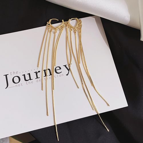 ASOQOLA Long Tassel Dangle Drop Earrings for Woman Tassel Dangling Earrings 925 Silver Chandelie dangling earring for Prom Fashion Jewelry - color: C Gold