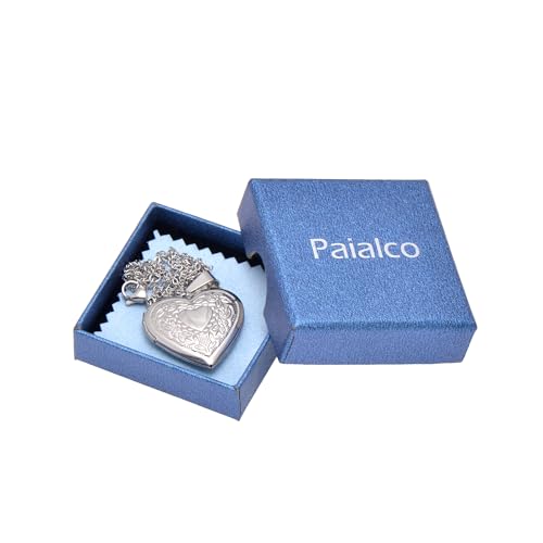 Paialco Heart Shaped Locket Pendant Necklace for Women - color: Silver-Heart