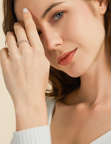 Mameloly 3.8mm 14K Gold Plated Wedding Bands for Women Stackable Open Chain Link Promise Engagement Rings Size 4-12 - color: Sterling Silver-Silver
