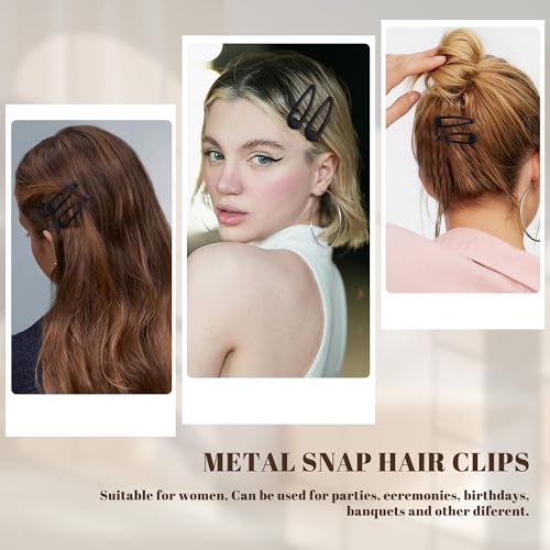 Small Hair Barrettes For Women No Slip Metal Snap Clips For Thin And Fine Hair,Matte Black,20 PCS,1.97 x 0.5 Inch. - color: Matte Black
