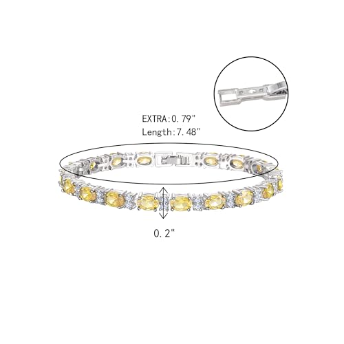 Crysdue Wedding Bridal Bracelets for Brides, Cubic Zirconia Tennis Birthstone Jewelry Gift for Women Prom - style: C_Yellow 8“