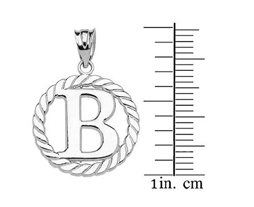 Claddagh Gold Fine 925 Sterling Silver Personalized Initial A-Z Roped Circle Charm Pendant - style: B