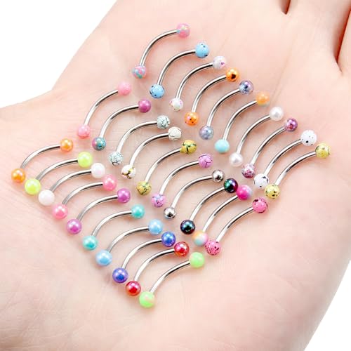Eyebrow Piercing Jewelry 16G Stainless Surgical Steel Curved Barbell Eyebrow Ring Vertical Labret Lip Jewelry Rook Daith Earrings Piercing Jewelry for Women Men 6mm/8mm/10mm 16 Gauge - color: 10MM-Mix Color