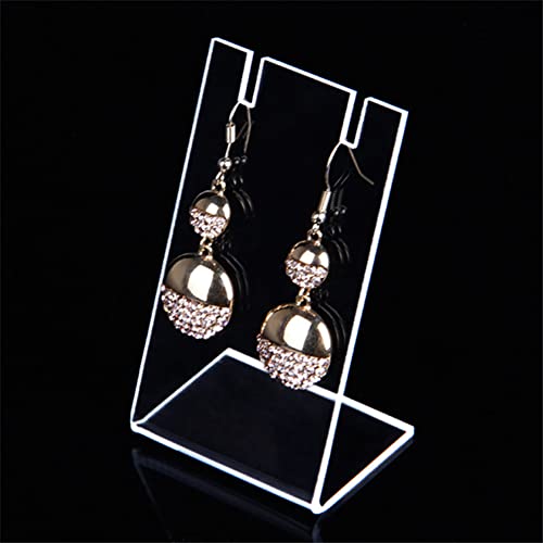4 Pcs Clear Acrylic Jewelry Display Stands Single Pair Earring Holders L Shape Necklace Display Racks Small Ear Stud Organizer