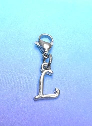 Initial Italic Cursive Stainless Steel Clasp Clip on Charm Graduation Cap Tassel Event Party Invitation Card Baby Shower Birthday Thank You Celebration Personalized Congratulations Choice of 26 Letters - style: Letter L