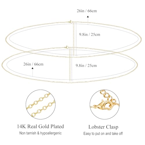 Yowivon Waist Chain for Women, 14K Gold Plated Body Chain, Dainty Cuban Layered Belly Beads Chains, Waterproof Adjustable Sexy Bikini Beach Jewelry Accessories Daily Belts Gifts - style: 2Pcs-Plain