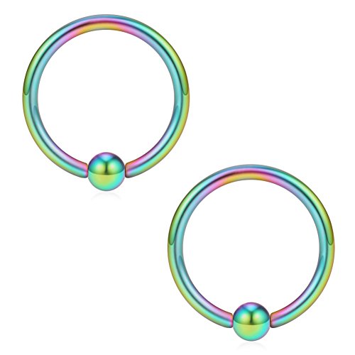 SCERRING 16G Captive Bead Piercing Ring Stainless Steel Nose Septum Tragus Helix Nipple Lip Eyebrow Hoop Rings 12PCS - style: 12PCS - 10mm Mix Color