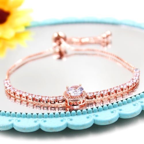 Sparkling CZ Tennis Bracelets for Women, Birthstone Slider Bolo Bracelets Trendy Birthday Valentine's Day Jewelry for Women Lady - color: White