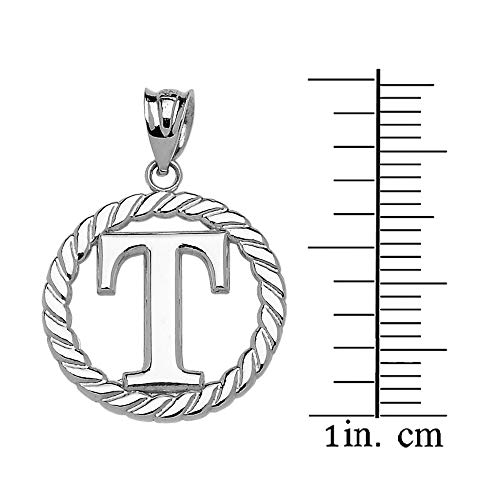 Claddagh Gold Fine 925 Sterling Silver Personalized Initial A-Z Roped Circle Charm Pendant - style: T