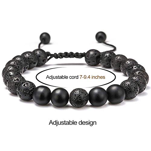 M MOOHAM Mens Bracelet - Beaded Natural Stone 8mm Tiger Eye Matte Agate Lava Rock Bracelets for Men Teen Boys Grandpa Dad Birthday Gifts Jewelry - style: Lava Rock&Yellow Tiger Eye&Matte Agate Bracelets