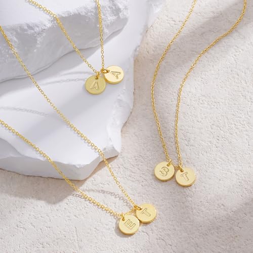 Turandoss Initial Necklaces for Women, Personalized Birthday Gifts Jewelry | Dainty 14K Gold Plated Layered Two Letter A-Z Stackable Pendant Necklace, Trendy Friendship Gifts for Women Girls Jewelry - color: Gold-AN