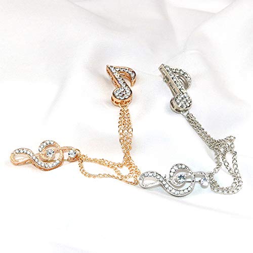 2 Pack Men's Music Note Mark Brooch Lapel Pin Badge Hanging Chains Collar Brooches Pin for Career Suit Tuxedo of Shirts Tie Hat Scarf for Boyfriend Father Birthday Gift Gold/Silver