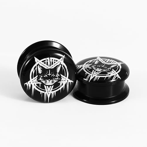 Ear Plugs Gauges Cat Cross 2g-1" Acrylic Internally Threaded Ear Expander for Women Men Body Piercing Jewelry - style: Gauge:0g(8mm)