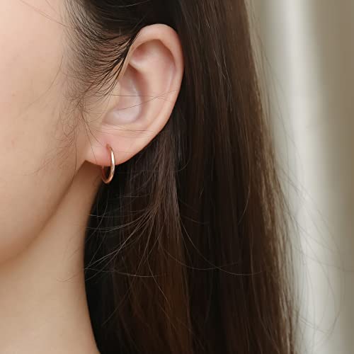 Osayia 316L Surgical Stainless Steel Small Hoop Earrings 8mm 10mm 12mm Hypoallergenic Huggie Thin Hoop Earrings Helix Lobes Hinged Sleeper Earrings Men Women for Cartilage Piercings - color: I: Rose Gold (Diameter 8mm/10mm/12mm),3 Pairs
