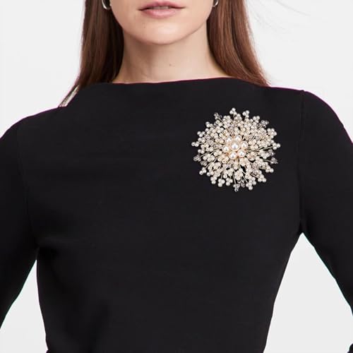 Flower White Pearl Brooch Pin for Women | Striking Large Pearl Flower Beads Statement Costume Pin Graceful Wedding Anniversary Prom Jewelry Gifts - style: Pearl2