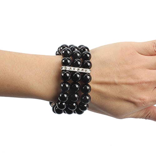 KOSMOS-LI Large Multi Layer Faux Pearl Strand Costume Jewelry Sets For Women Stocking Stuffers - color: Black