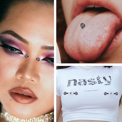 FUNLMO 2pcs Nipple Piercing Jewelry Titanium Nipple Rings Internally Threaded Tongue Rings Bridge Piercing Jewelry Nipple Barbells 14G 12-20mm - color: Black,Vitrail Medium CZ