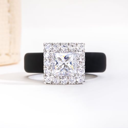 Moissanite Silicone Ring for Women, Promise Ring 925 Sterling Silver, Soft - color: Black