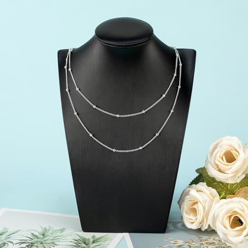 UMAOKANG 32.8 Feet Silver Plated Brass Chain for Jewelry Making Twist Curb Bead Necklace Chains Bulk with Jump Rings and Lobster Clasps - color: Silver Twist Crub Bead