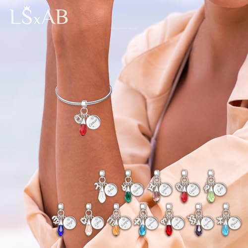 LSxAB Birthday Birthstone Zodiac Sign Charm Compatible with Pandora Charms Bracelets for Women - style: 11 Scorpio