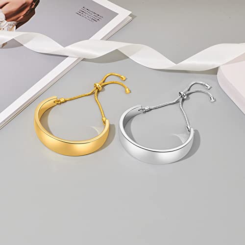 14K Gold Bracelets for Women Adjustable Slider Bracelet Bangle Bracelets for Women Trendy Chain Bracelet - color: Silver