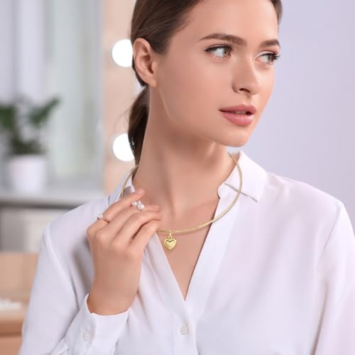 UNICRAFTALE Wire Wrap Collar Necklaces for Women 304 Stainless Steel Choker Necklaces Open Choker Necklace Metal Plain Chocker Collar Necklace for DIY Jewelry Making - color: Golden