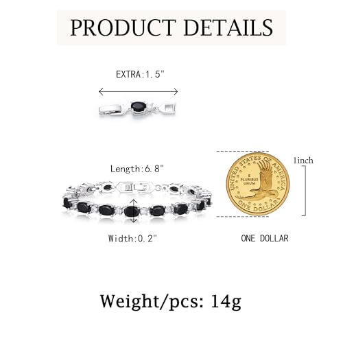 Crysdue Wedding Bridal Bracelets for Brides, Cubic Zirconia Tennis Birthstone Jewelry Gift for Women Prom - style: A_Black, 6.8-8.2"