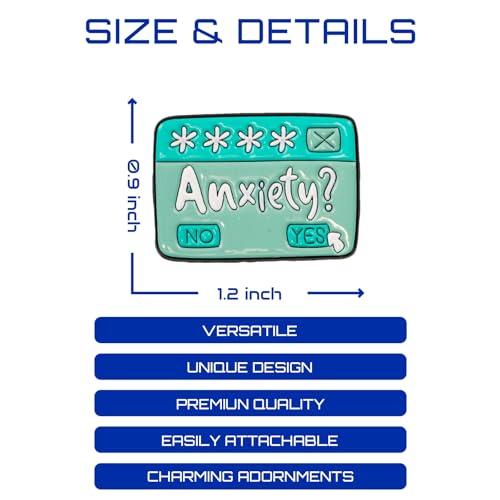 Enamel Pins, Cute Pins for Backpacks, Hat Pins, Novelty Brooch Pins, Backpack Pins, Lapel Pins for Men, Women, Girls, Boys. For Lanyard, Bags, Hats, Caps, Clothing - color: Anxiety