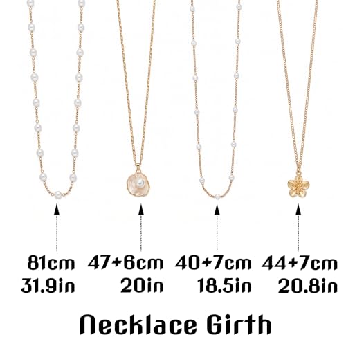 Gold-plating Necklaces for Women, Pearl Seashell Flower Pendant Necklace, Boho Lariat Long Necklace Set, Trendy Summer Beach Jewelry - color: Gold 1