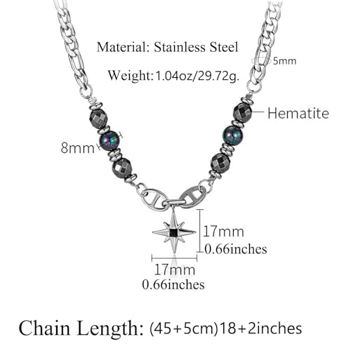Gothic Cross Star Necklace For Men Women Silver Stainless Steel Cuban Link Paperclip Figaro Bead Chain Punk Kpop Y2k Goth Irregular Layered Cross Pendant Necklace Non Tarnish Jewelry Gift - color: Silver E
