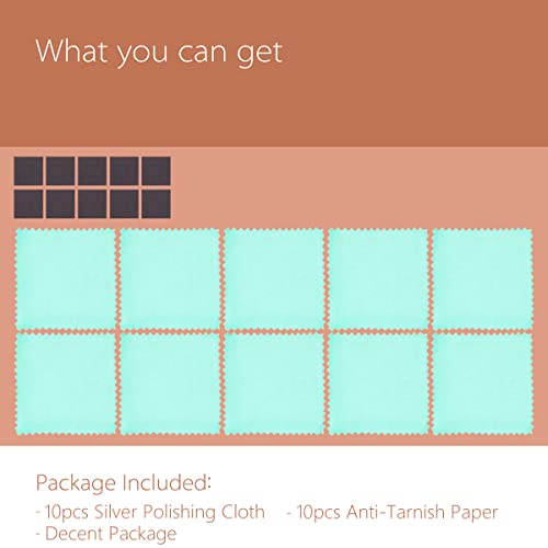 BEADNOVA Silver Polishing Cloth Cotton Jewelry Cleaning Cloth with Anti-Tarnish Paper for Silverware and Jewelry Handling (10pcs Each)