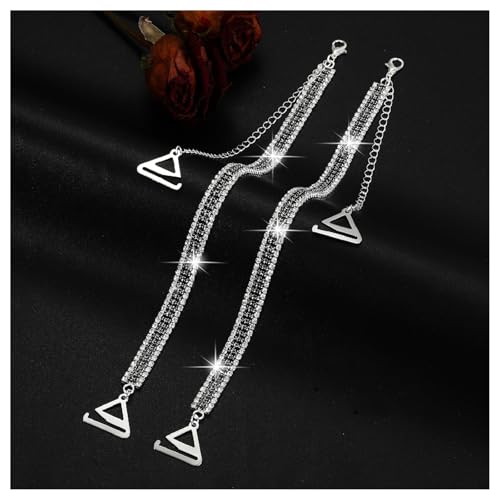 1Pair Silver Rhinestone Bra Straps,Multi-layered Rhinestones Bra Shoulder Chain,Crystal Lingerie Straps Jewelry,Wedding Bridal Rhinestone Underwear Chain for Women Dress - color: Black