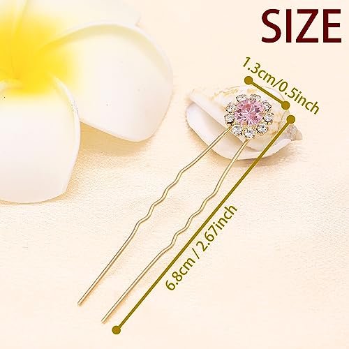 Ammei Crystal Bridal Hair Pins Clips Wedding Hair Accessories Hair Set Jewelry With Rhinestone For Brides and Bridesmaids Set Of 12 (Light Pink) - color: Light Pink