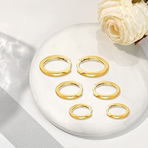 3 Pairs 925 Sterling Silver Small Huggie Hoop Earrings for Women Men | 14K White Gold Plated, Hypoallergenic, Small Silver Hoops - color: B-Gold 8/10/12mm