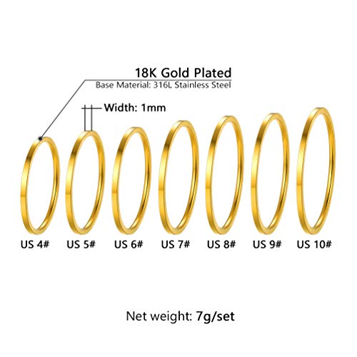PROSTEEL Stainless Steel Rings Set, Women's Plain Band Knuckle Stacking Midi Rings Comfort Fit, Silver/Gold/Rose Gold/Black Tone, Multi Size #4-#12 - color: N 14 pcs-silver & gold