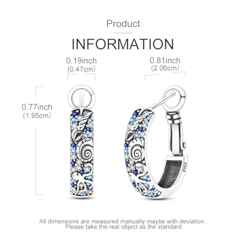925 Sterling Silver Huggie Hoop Earrings for Women with 5A Cubic Zirconia Jewelry Birthday Gift - style: Sea world