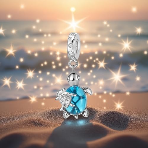 Gold Flower Family Charms for Bracelet Bead Charm for Women Jewelry Present - style: Blue Sea Turtle