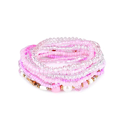 Fuqimanman2020 Bohemian Crystal Beaded Stackable Bracelets Handmade Colorful Crystal Pearl Seed Beads Bracelets for Women Jewelry - color: D