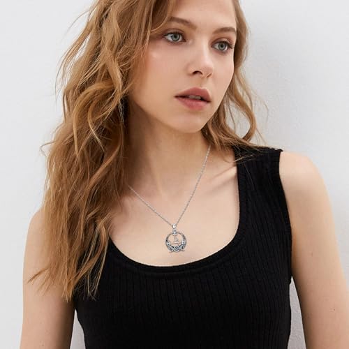 Witch Necklace 925 Sterling Silver Pentagram Triple Moon Pentacle Pendant Wiccan Pagan Jewelry Witchy Gifts for Women - style: Lilith