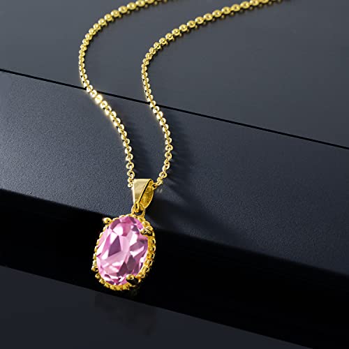 Gem Stone King 11X9MM Oval Gemstone Birthstone Pendant Necklace | 925 Sterling Silver | Solitaire Necklace For Women | With 18 Inch Chain | Fine Jewelry Gifts for Mom Women Wife Her - color: Light Pink Created Sapphire-September