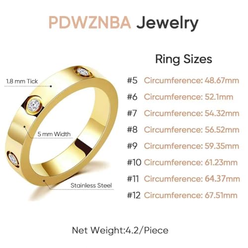 PDWZNBA Love Friendship Ring 18K Gold-Plated Stainless Steel Promise Ring Wedding Band Jewelry Birthday Gifts for Women - color: Ogold