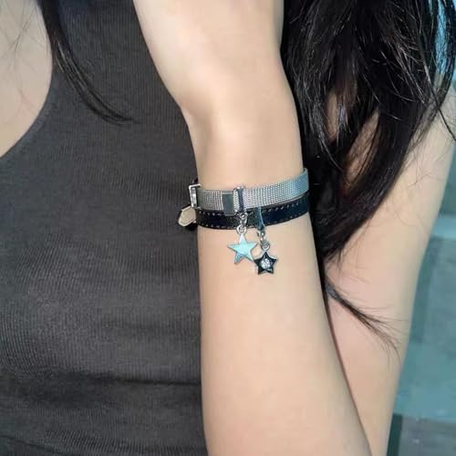 Stainless Steel Mesh Bracelet Wristband 8mm Wide Cuff Bangle Watch Band Style with Adjustable Buckle Mesh Link Chain for Slide Charms Jewelry Making 2 PCS - color: Silver