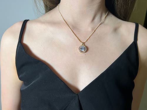4 Pieces Fashion Elegant Zircon Pendant Gold Necklace Earring Bracelet Jewelry Set for Women Lady Wedding Birthday Party Prom Gifts