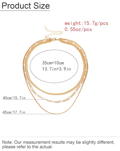 Gold Layered Necklaces for Women Chunky Layered Gold Link Chain Necklaces Trendy Paperclip Herringbone Toggle Clasp Necklace Statement Jewelry Accessories for Her - color: A3:layered western necklaces