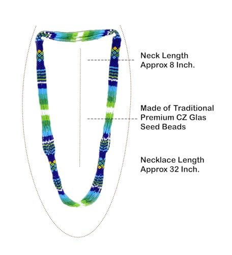 Layered – Boho Native American Style Layered Beaded Necklace– Ukrainian beaded Necklace Native Handmade Seed Bead Necklace Tribal ethnic beaded Necklace for Women (Tuquoise) - color: Blue & Mulit