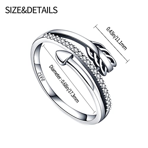 KUNSIR 925 Sterling Silver Rings Classic Cubic Zirconia Eternity Promise Statement Anniversary Wedding Bands Engagement Rings for Women Infinity Forever Love Ring Size 7-9 - style: 1-Encircling Arrow Ring